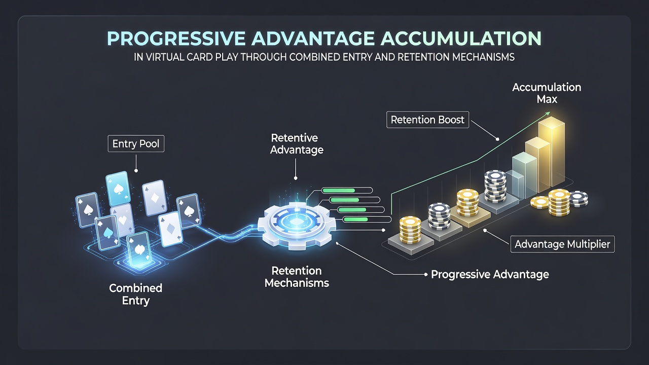 Illustration gestaffelter Sammelsysteme und Retention in mobilen Poker-Apps