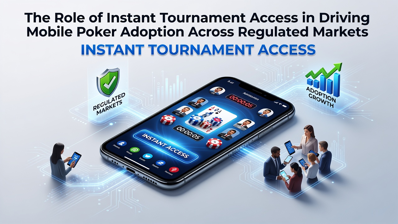 Mobile Poker Spieler mit Instant Turnier Zugang auf Smartphone in reguliertem Markt